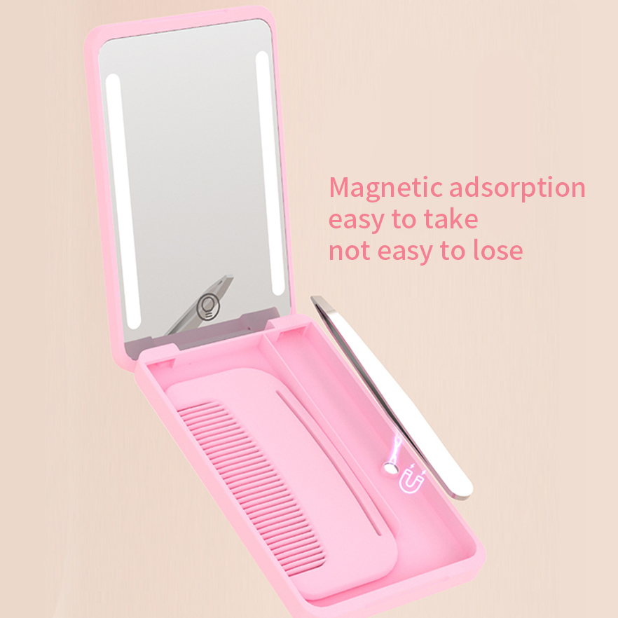Multi Functional Makeup Mirror with LED Light Source Portable Travel Makeup Box LED Mirror