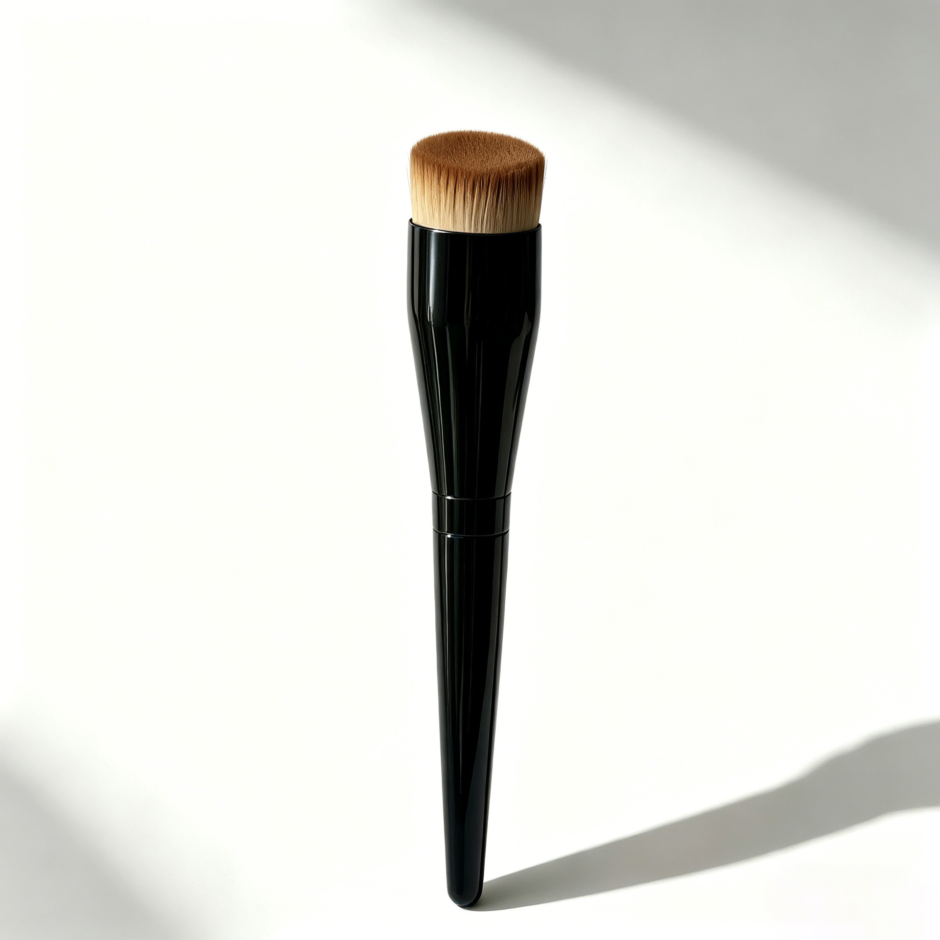 Professional Single Black Synthetic Hair Plastic Handle Face Makeup Angled Contour Foundation Brush