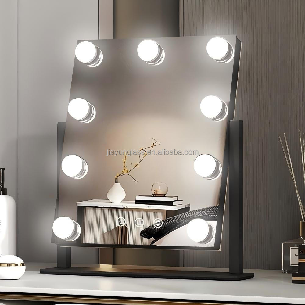 Desktop hollywood Style Smart Touch Screen Makeup Mirror 9 Bulbs Vanity Mirror with Light Bulbs 12 Lights