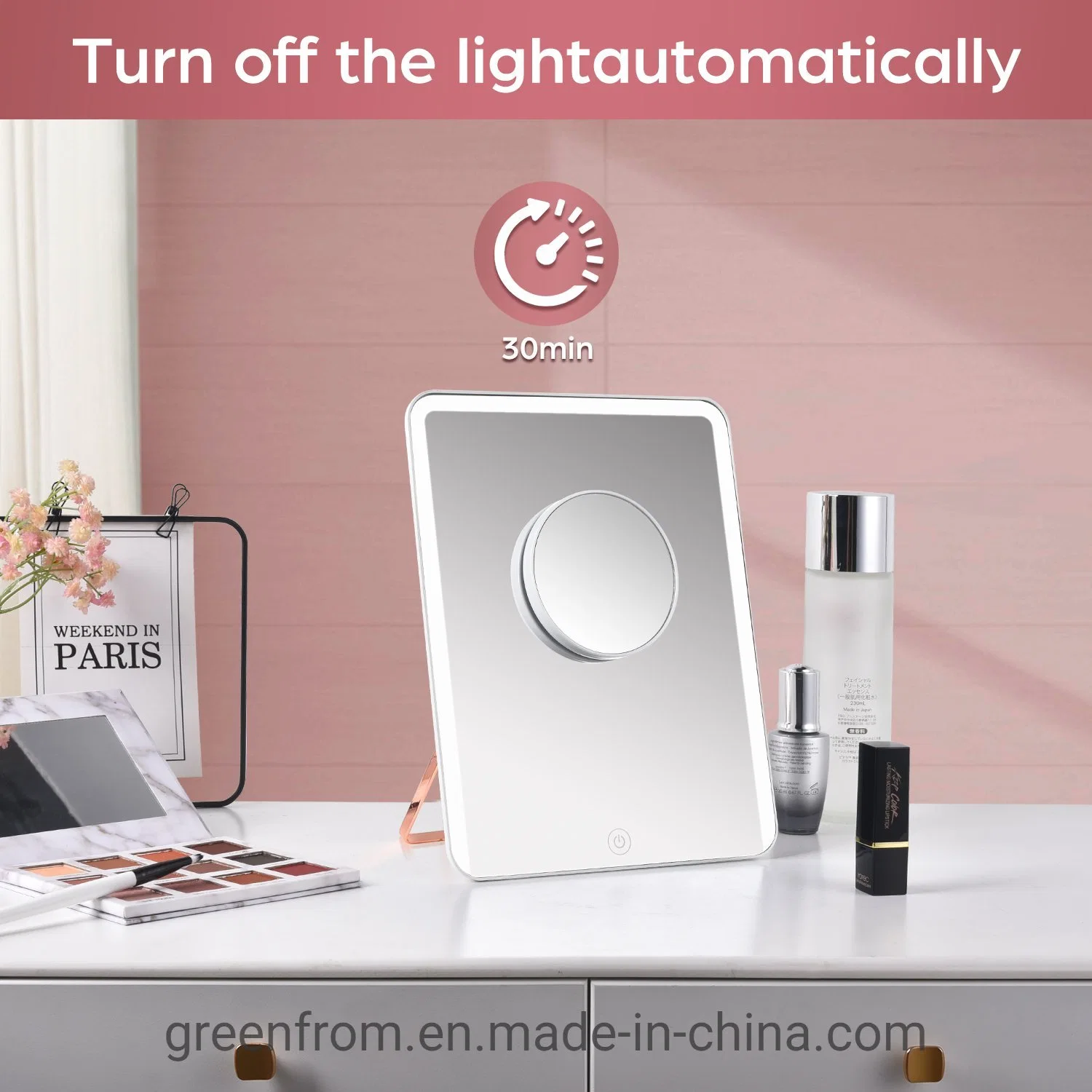 Rechargeable Travel Lighted LED Table Vanity Makeup Mirror