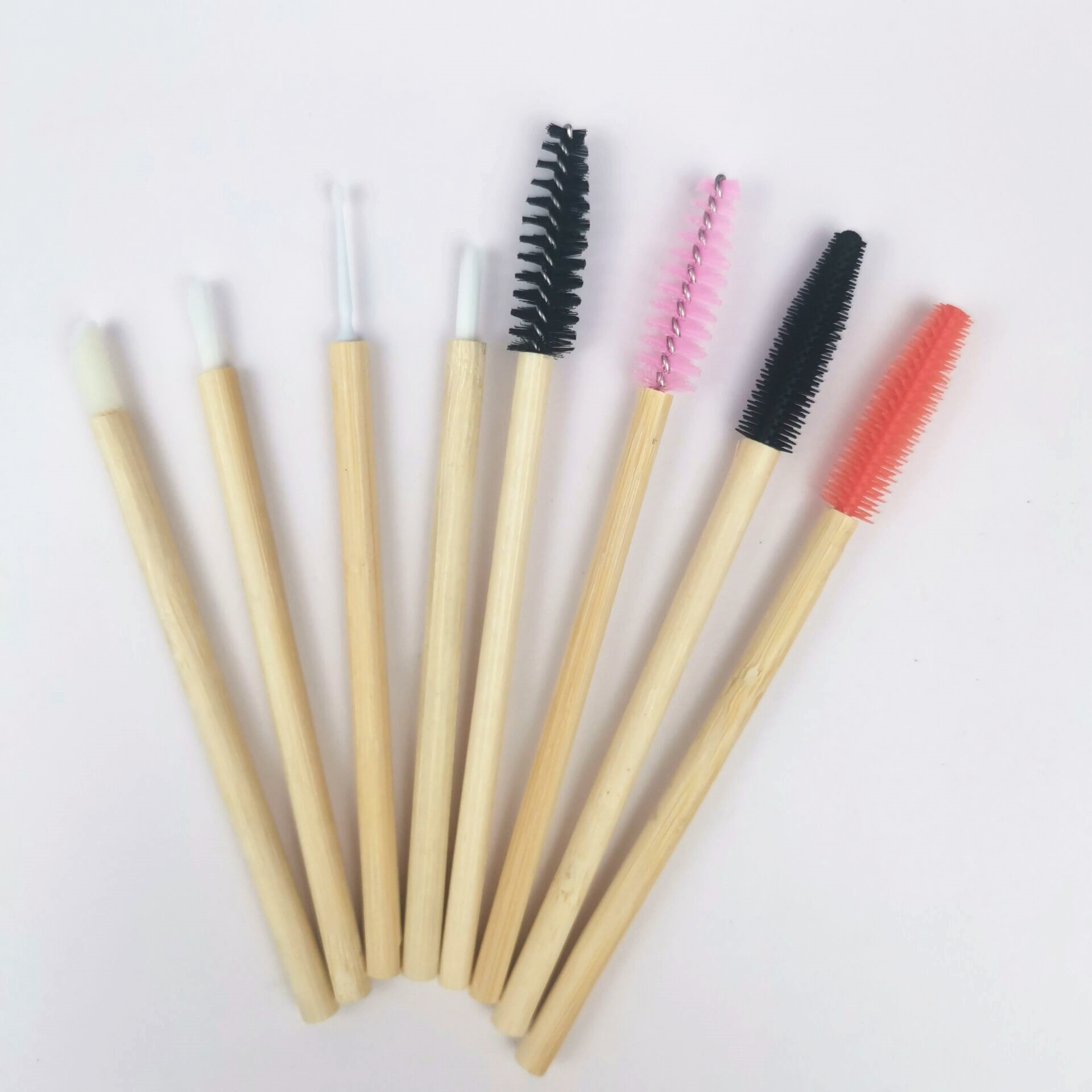 Cangli 1000 Pcs Disposable White Hair Nylon Lip Brushes Premium Wholesale Bamboo Handle Skin-friendly Makeup Eyelash Applicator