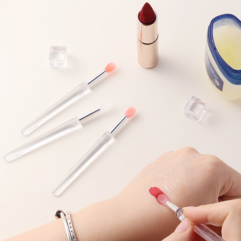1/2 Pcs Reusable Silicone Lip Brush with Cap, Portable Lip Gloss &amp; Lip Mask Applicator, Dual-Ended Makeup Brush for Lips