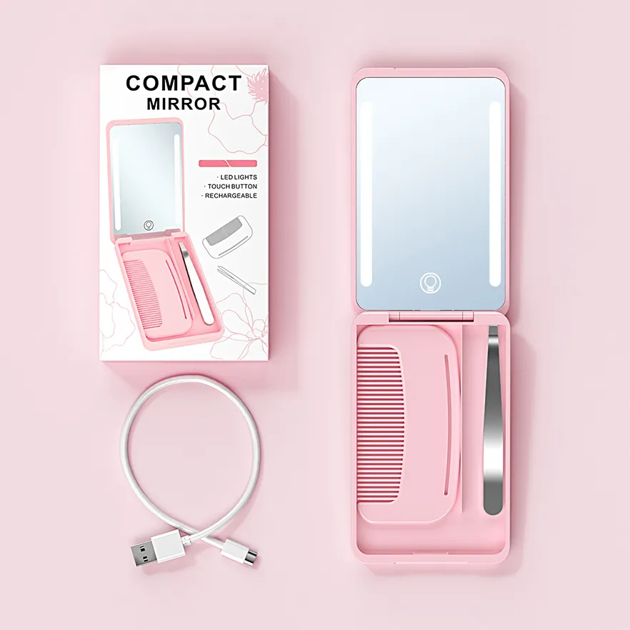 Multi Functional Makeup Mirror with LED Light Source Portable Travel Makeup Box LED Mirror