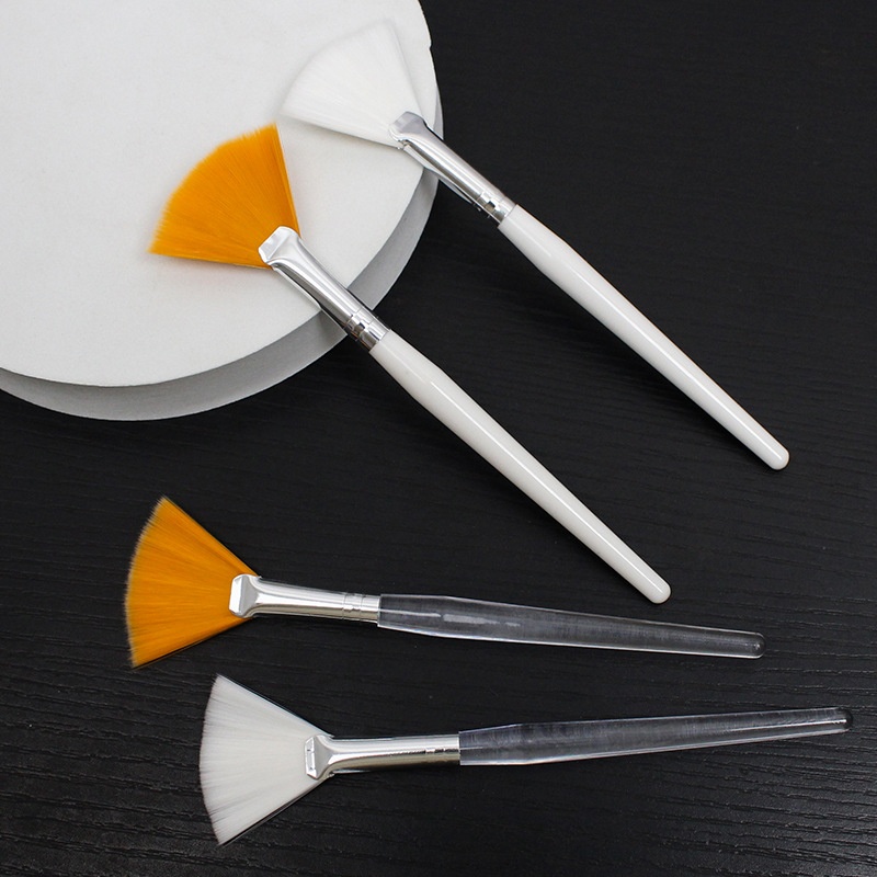 Nylon Plastic Handle Fan Brush &amp; Flat Brush AHA Face Cosmetic Makeup Mask &amp; Essence Brushes In Single Bag Wholesale