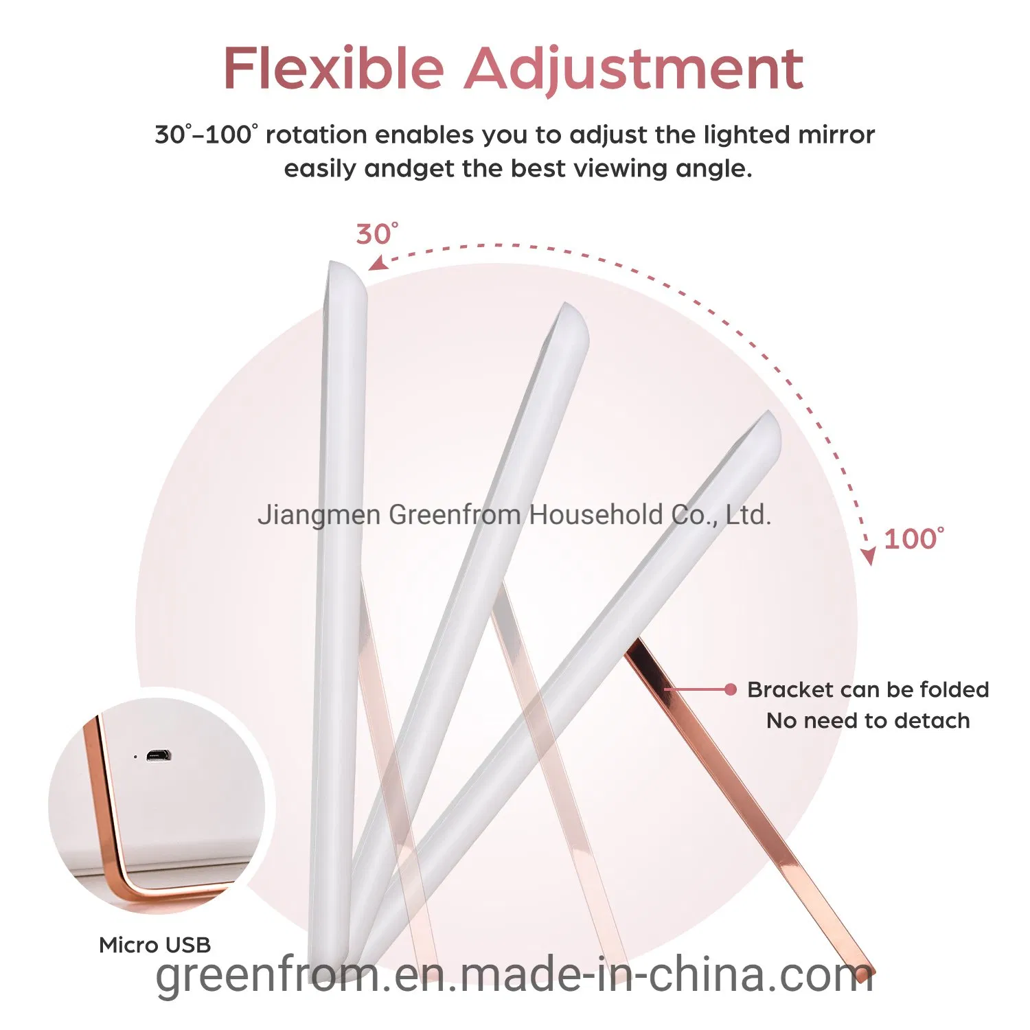 Ultra Thin Table Portable Makeup LED Slim Vanity Mirror for Travel