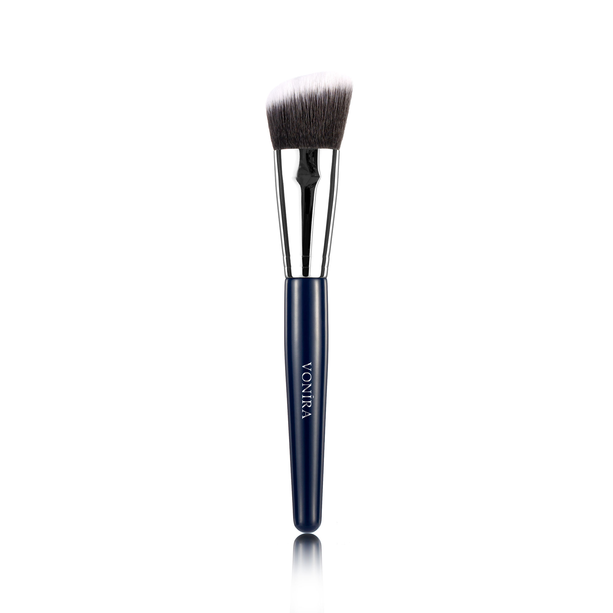 Vonira Deluxe Angled Contour Kabuki Brush With Customized Private Label Logo Wooden Handle