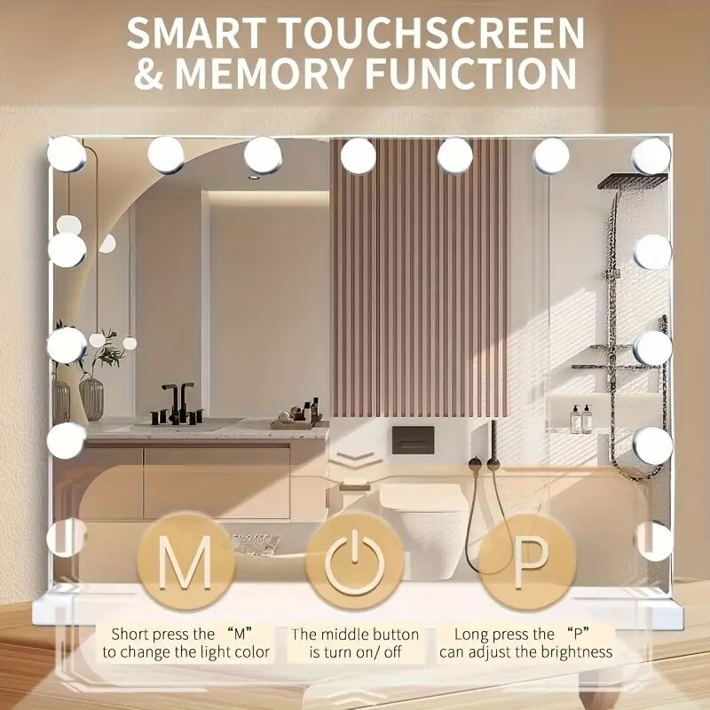 OEM ODM Lighted Makeup Mirror with 15 Dimmable LED Bulbs Tabletop Vanity Mirror Manufacturer