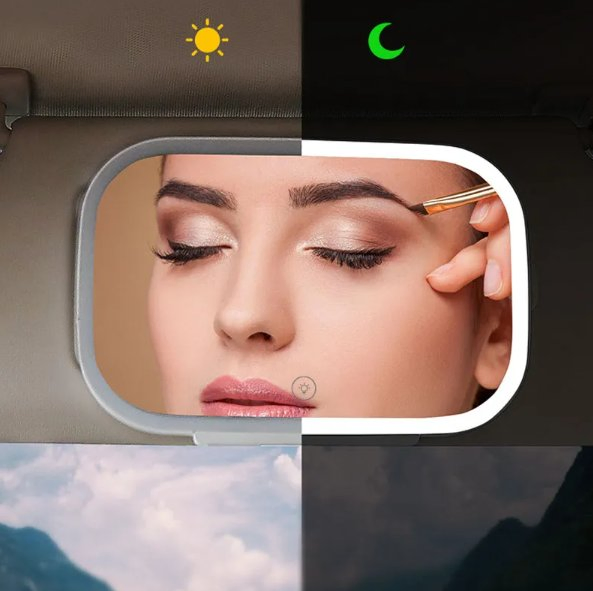 Car Visor Mirror Touch Sensor with LED Lights Travel Makeup Mirrors