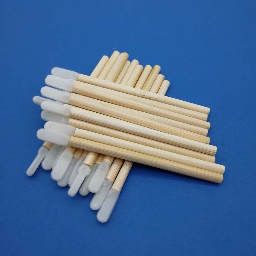 Biodegradable Single Mini Lip Liner Stick Applicator White Disposable Bamboo Handle Makeup Lip Brush for Makeup