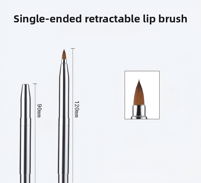 Telescopic Double-headed Lip Brush with Handle Artificial Fiber &amp; Metal Portable Women's Lipstick &amp; Lip Glaze Brush D09