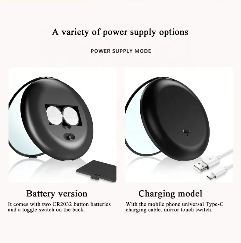 Travel Collapsible LED Light USB Charging Portable Touch Screen Makeup Mirror