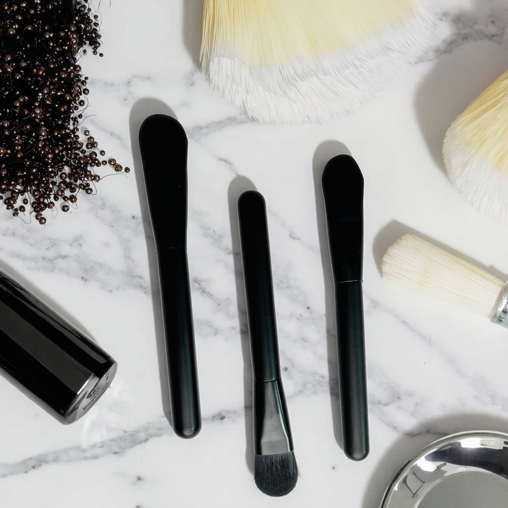 New Product Black Kabuki Vegan Foundation Brush Acrylonitrile Butadiene Styrene Custom Logo Face Masking Brush