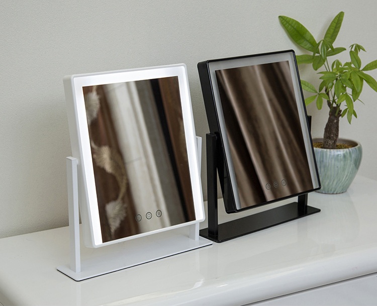Modern Style for Hollywood LED Stripe Mirror 360 Degree Rotatable Adjustable Square Vanity Glass Metal Frame for Living Makeup