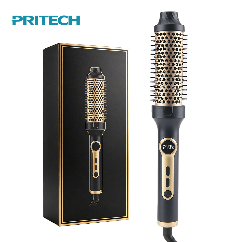 38mm Multi Temperature Settings Auto Shut-Off 1.5 Inch Electric Heated Thermal Brush Professional Electric Hair Curler Brush