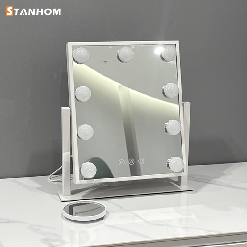 STANHOM 9 Bulbs Holly-wood Vanity Mirror Dimmable LED Makeup Mirror 3 Color Modes Smart Touch Control for Bedroom Dressing Table