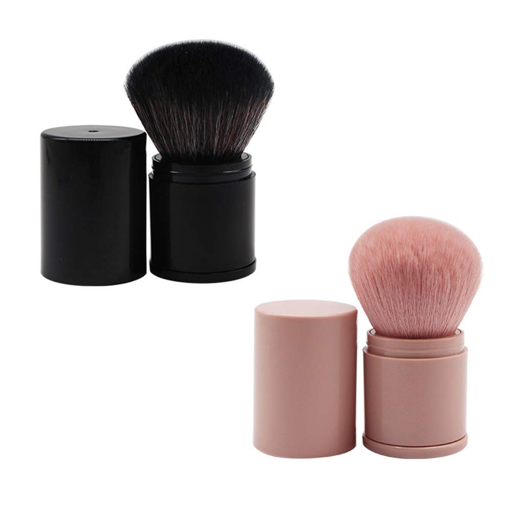 China Factory Pink Travel Blush Brushes Kabuki Foundation Brush Portable Face Powder Brush with Cover