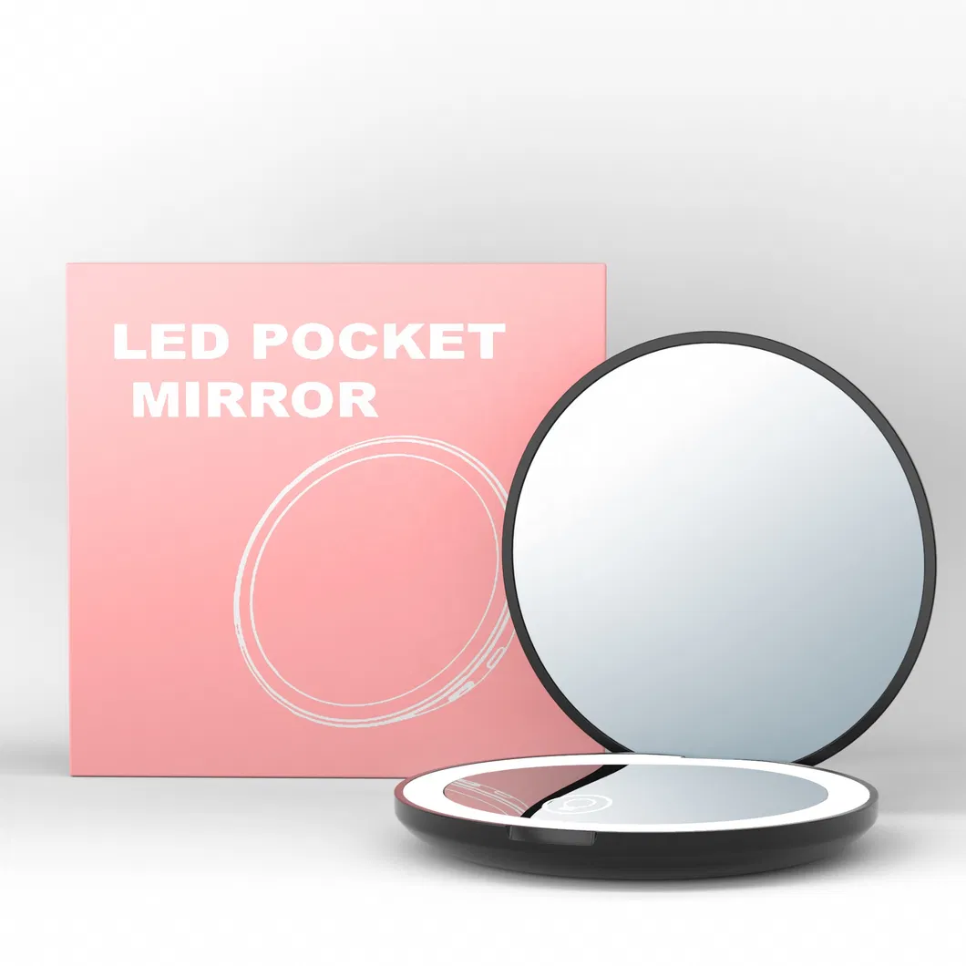 Travel Collapsible LED Light USB Charging Portable Touch Screen Makeup Mirror