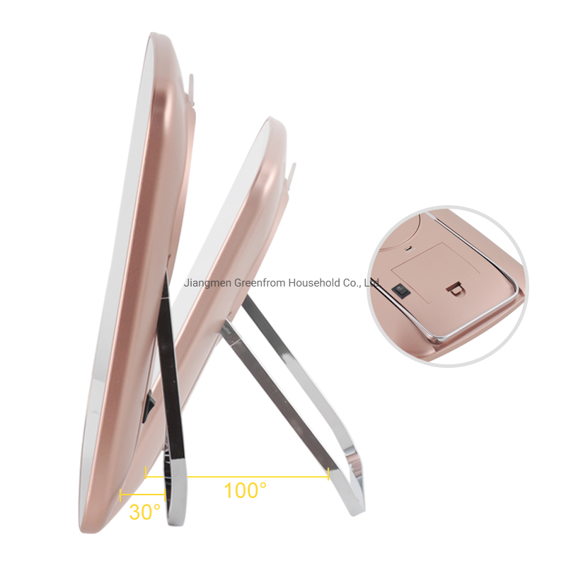 Portable Rose Gold LED Lighted Travel Desktop Make up Mirror