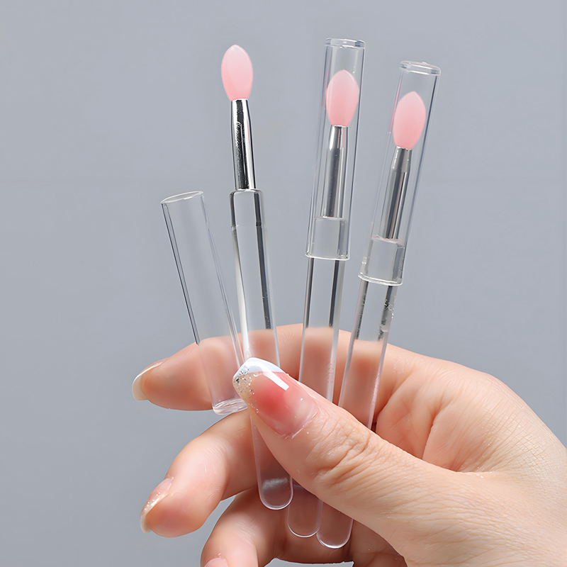 1/2 Pcs Reusable Silicone Lip Brush with Cap, Portable Lip Gloss &amp; Lip Mask Applicator, Dual-Ended Makeup Brush for Lips