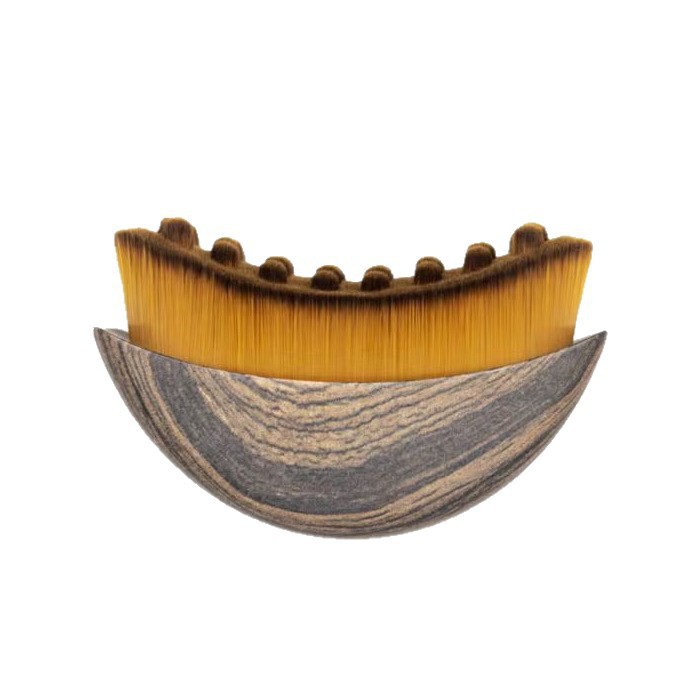 Lymphatic Contour Crescent-Shaped Face Brush with Synthetic Fiber and Plastic Handle for Facial Massage and Care