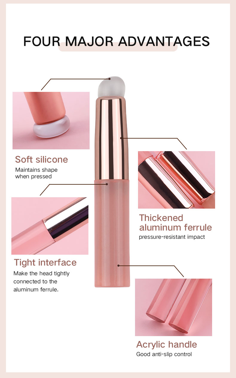 Silicone Head Lip Brush Applicator with Dust Cover
