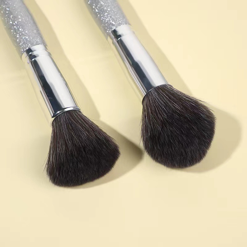 Beautichen 12PCS Makeup Brushes Set Hybrid Bristles - Silver Pearl Handle Tapered Brush Highlighter Blush Travel Size Concealer Bulk OEM
