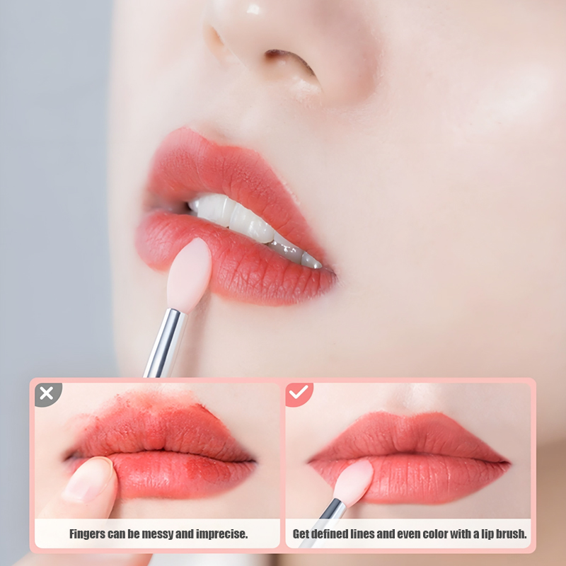 1/2 Pcs Reusable Silicone Lip Brush with Cap, Portable Lip Gloss &amp; Lip Mask Applicator, Dual-Ended Makeup Brush for Lips
