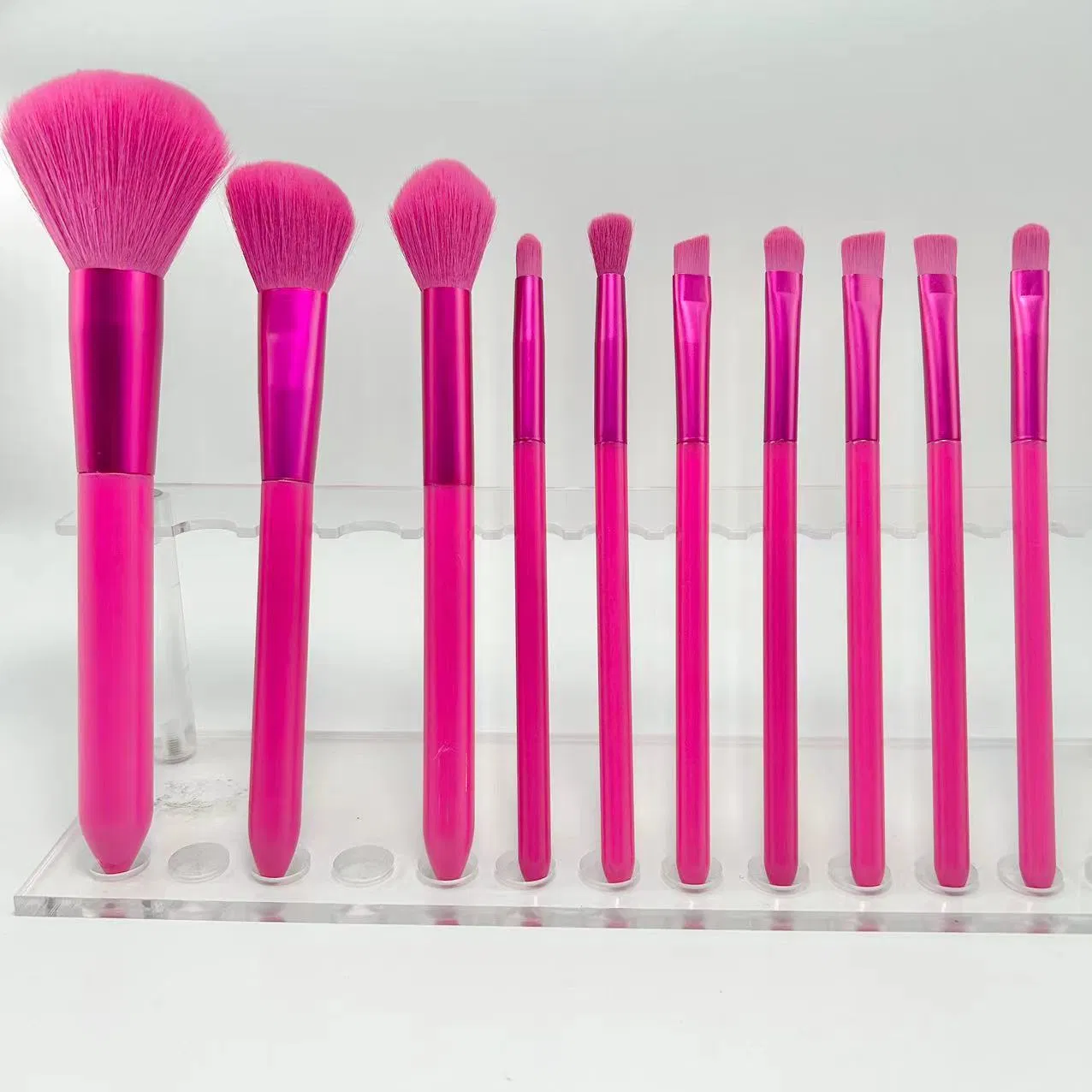 Beautichen 10PCS Rose Red Matte Makeup Brushes - Face Eye Brush Set Powder Blush Highlighter Cosmetic Tools OEM