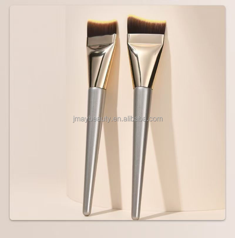 Smudge-Free Synthetic Hair Professional Foundation Concealer Shaving Brush Flat-Head Curved Cheek &amp; Eye Makeup Brush Portable