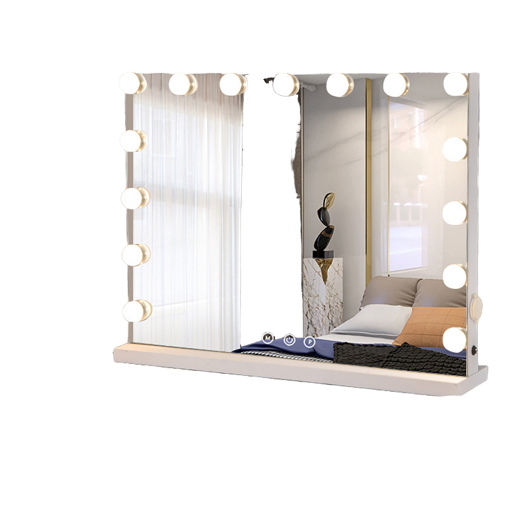 For Glam Cosmetic LED Light Bulbs Tabletop Makeup Mirror with 10X Magnifying Touch Dimmer for Home vanity mirror with lights