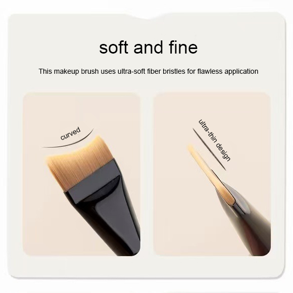 New Ultra-Thin Curved Flat-Top Liquid Foundation Brush for Beginners | Concealer &amp; Foundation 2-in-1 Applicator