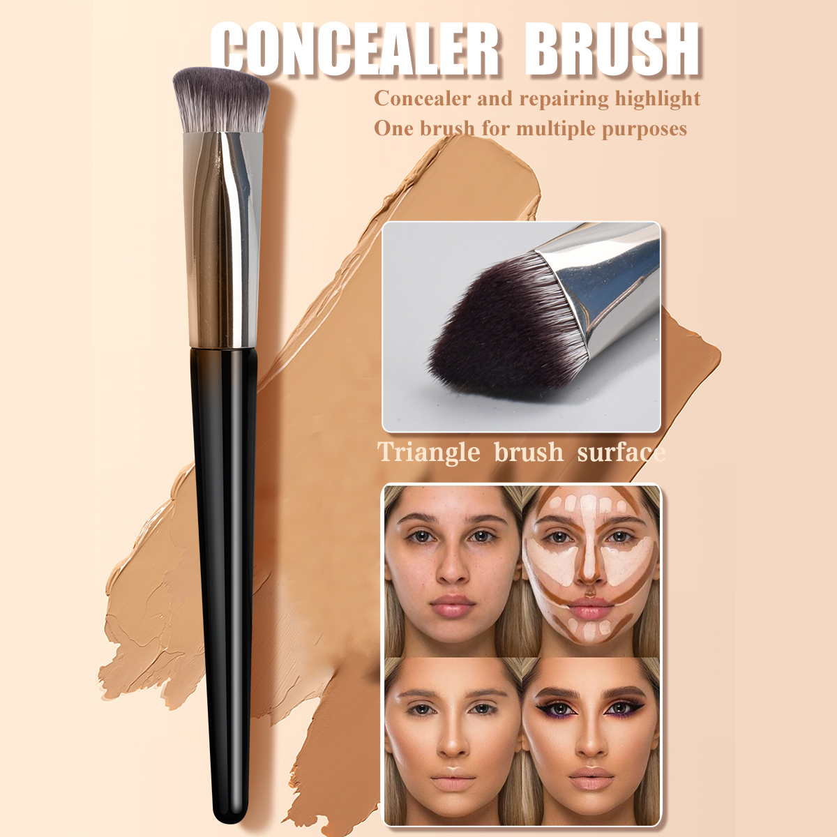 Luxury Brush Multifunctional Triangle Contour Concealer Brush Concealer Pinsel Face Makeup Blending Makeup Tool