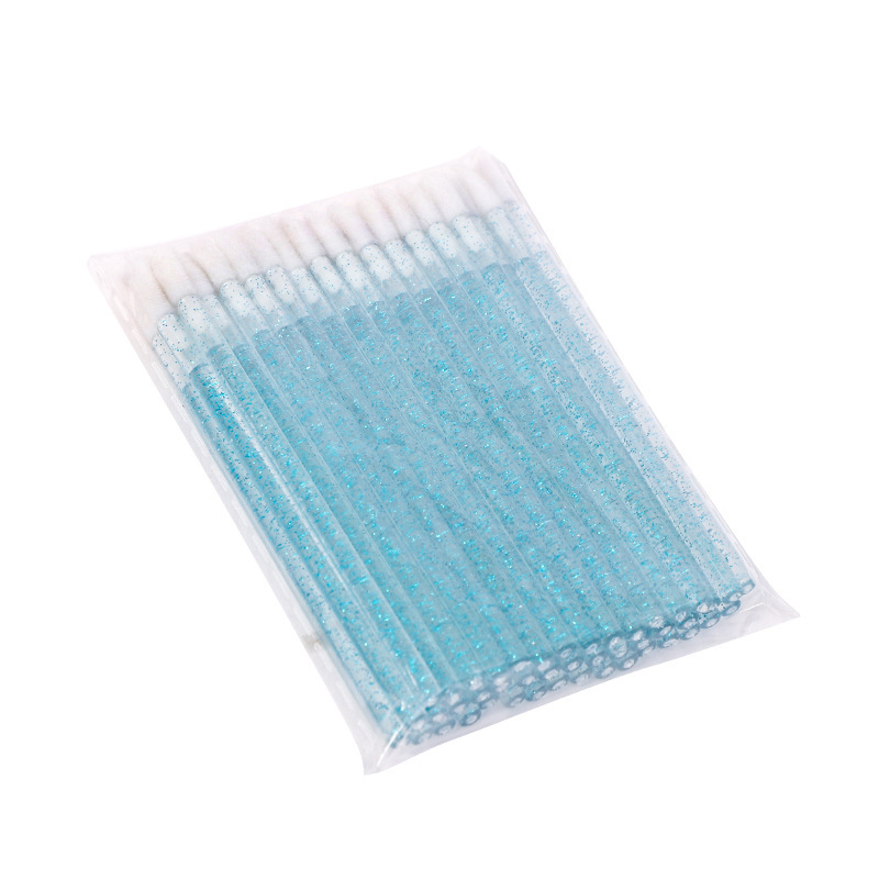 Cross-border 50-piece Plastic-handle Nylon Solid Lip Brush Cotton Swab Sticks Lip Gloss Blending Brush Makeup Tool Brush