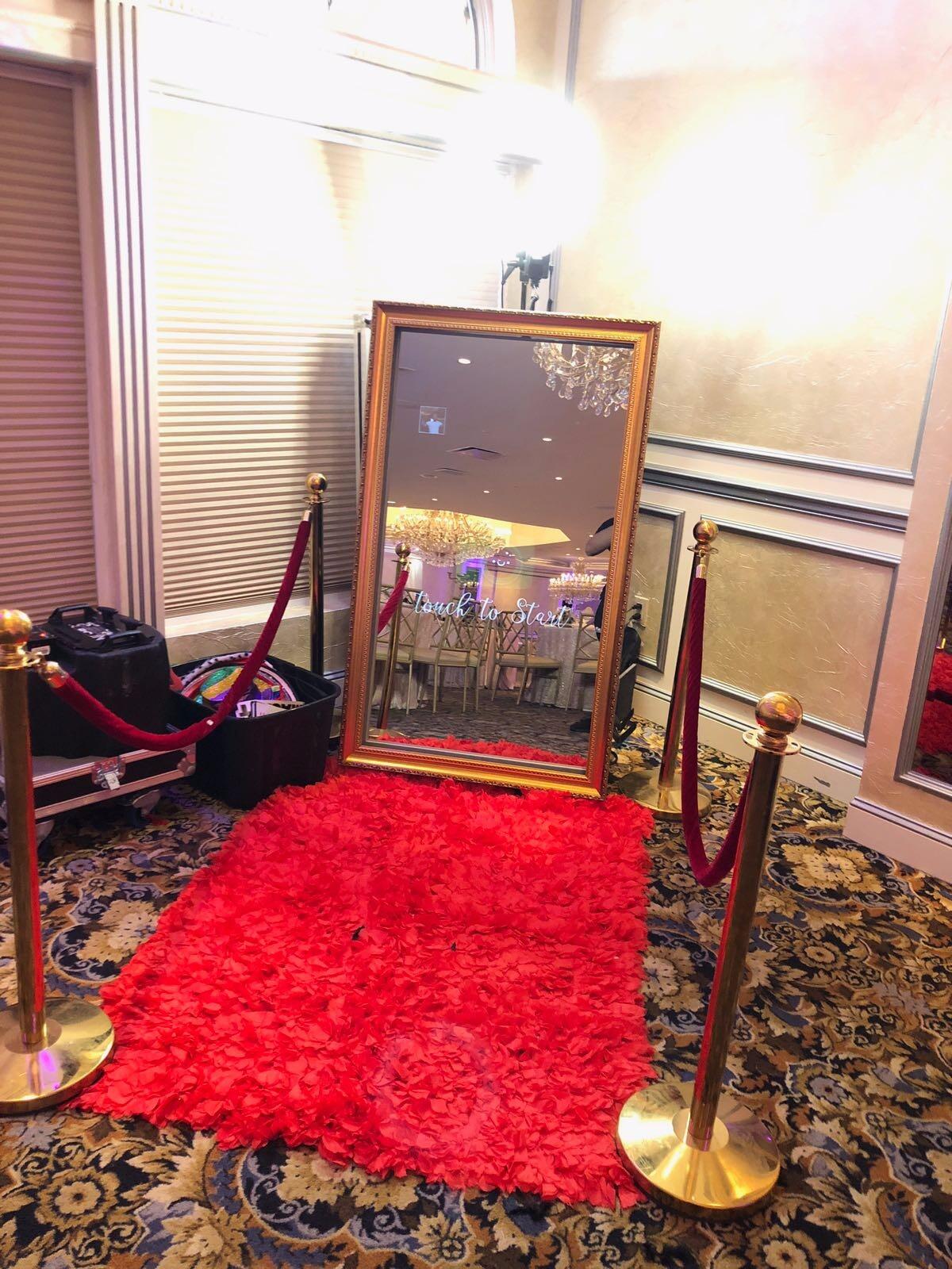 TOPS 55" And 65" Magic Mirror Photo Booth Machine Basic Set With Printer And Camera LED Frame HD TV With Travel Case