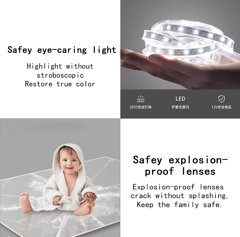LED Lighted for Hollywood Makeup Vanity Mirror Luxury Bathroom Vanity Mirror with Adjustable Dimmable Memory Function for