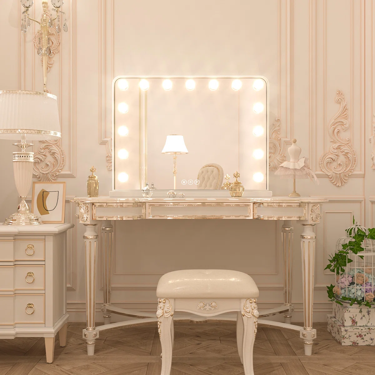 LED Lighted for Hollywood Makeup Vanity Mirror Luxury Bathroom Vanity Mirror with Adjustable Dimmable Memory Function for