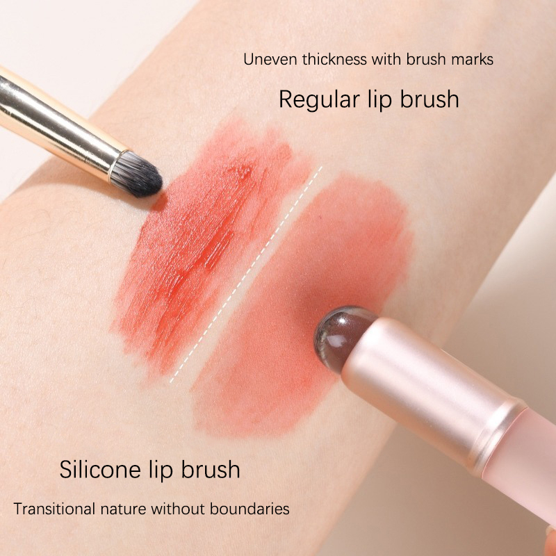 Silicone Lip Brush Mini Round Head Concealer Lip Smudge Brush Portable with Cover Professional Makeup Brush