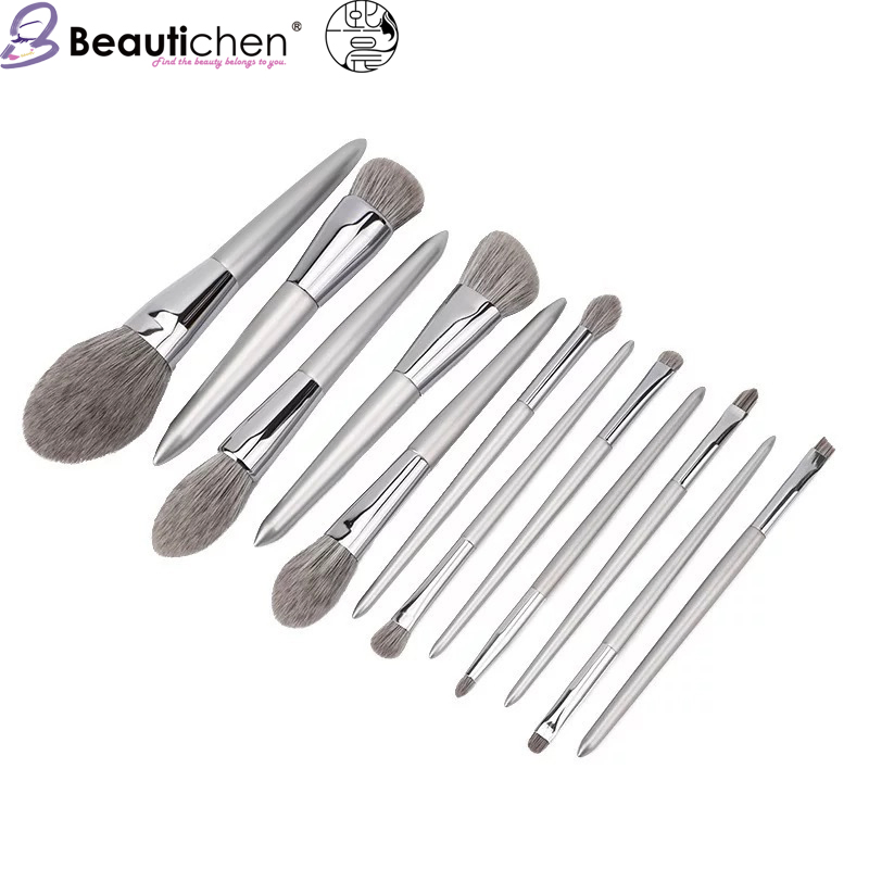 Beautichen 11PCS Silver Era Makeup Brushes Set - Face &amp; Eye Brush Powder Blush Highlighter Foundation Cosmetic Tools Bulk OEM