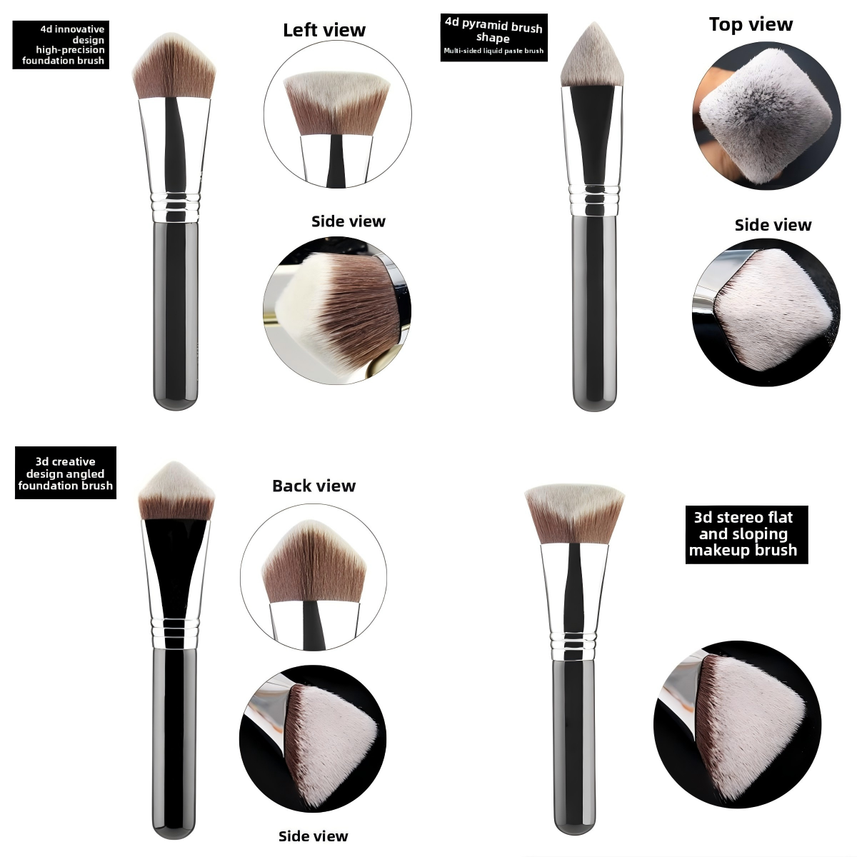 Wholesale 3D 4D Multi-Surface Foundation Makeup Brush Custom Logo Black Handle Soft Fiber Concealer Brush For Cream Concealer