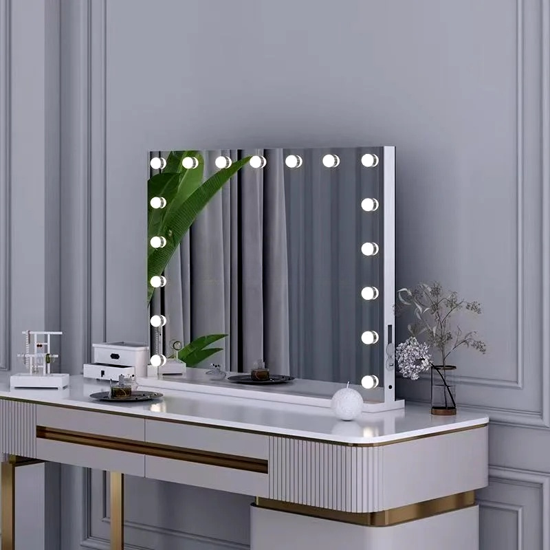 Hollywood Makeup Lighted Mirror Dimmable Led 15 Bulbs for Dressing Room Tabletop Mirror for Cosmetic