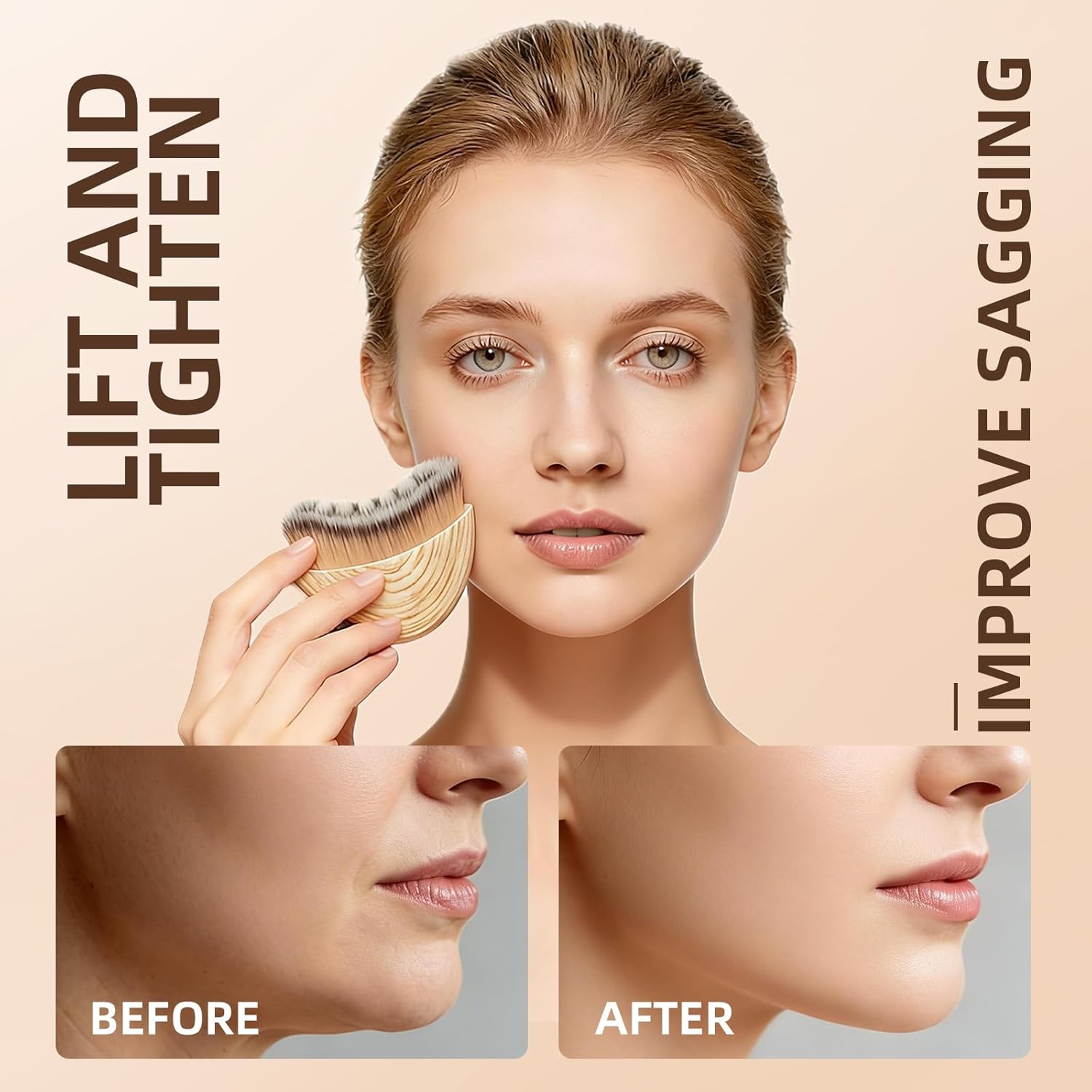 Lymphatic Contour Face Brush Soft Natural Bristle Facial Brush For Lymphatic Drainage Massager Dry Brush For Face Gua Sha Brush
