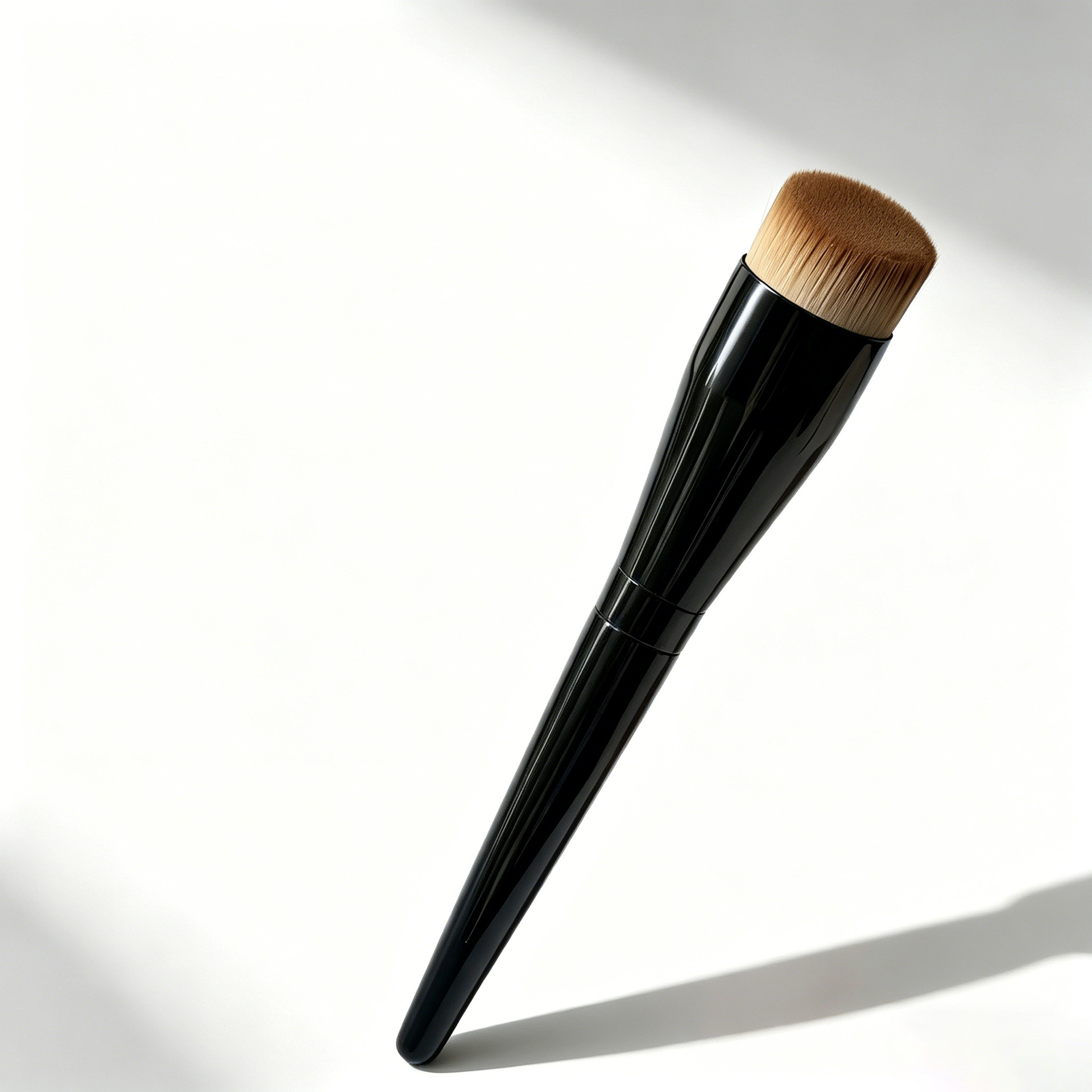 Professional Single Black Synthetic Hair Plastic Handle Face Makeup Angled Contour Foundation Brush