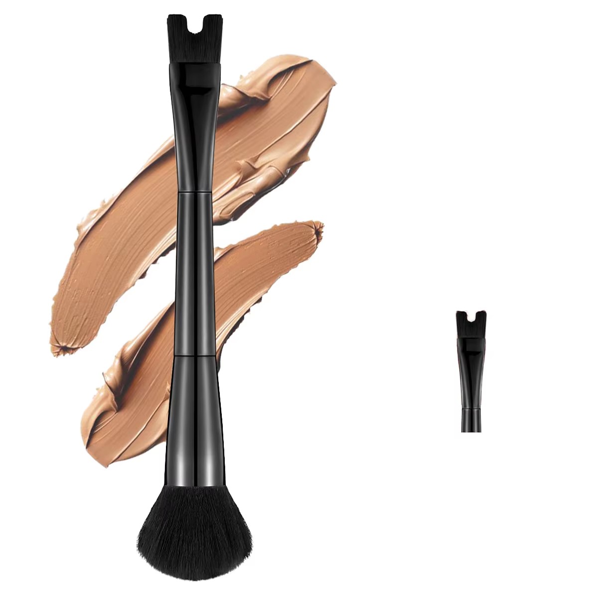 2-in-1 Double-Headed U-Shape Contour Powder Brush for Nose Shadow Highlight &amp; Concealer Makeup with Comfortable Handle