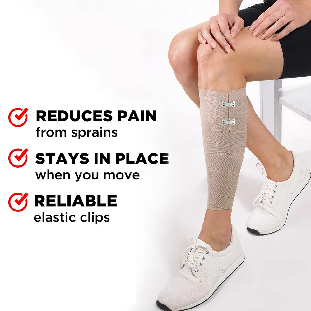 Skin Color Pressure Latex Free High Compression Elastic Bandage with Clips