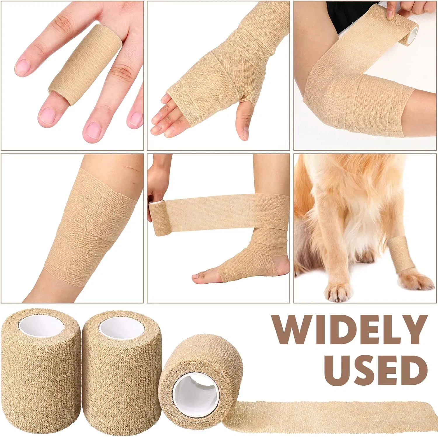Hypoallergenic Latex-Free Elastic Non-Woven Medical Cohesive Bandage for Compression Therapy