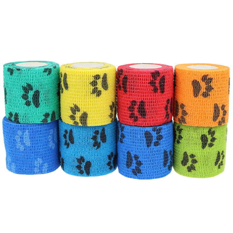 Free Sample Pet Wrap Printed Flexible Fabric Elastic Vet Wrap Hoof Cohesive Tape Veterinary Horse Leg Bandage