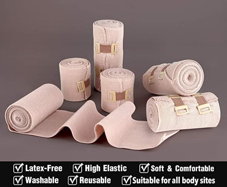 Skin Color Pressure Latex Free High Compression Elastic Bandage with Clips