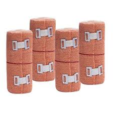 Disposable Elastic Bandage Rolls Skin Color Rubber Cotton Crepe Natural High Compression Elastic Plain Bandage Rolls for Surgical Hospital