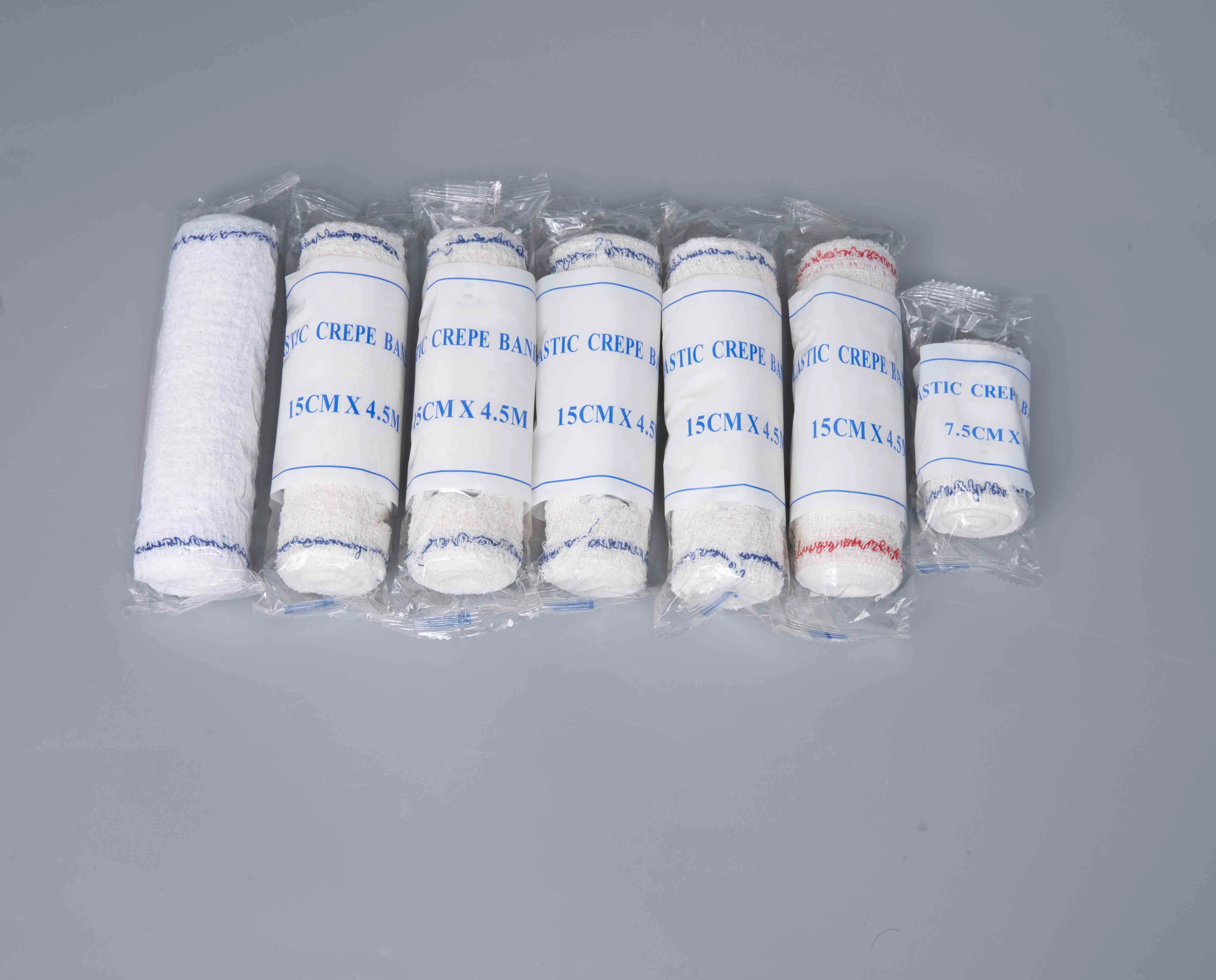 First Aid Tubular Triangular Pop Medical Supply Wound Dressing Conforming Gauze Self Adhesive Spandex Crepe Bandage for Medical Use with Two Metal Clip