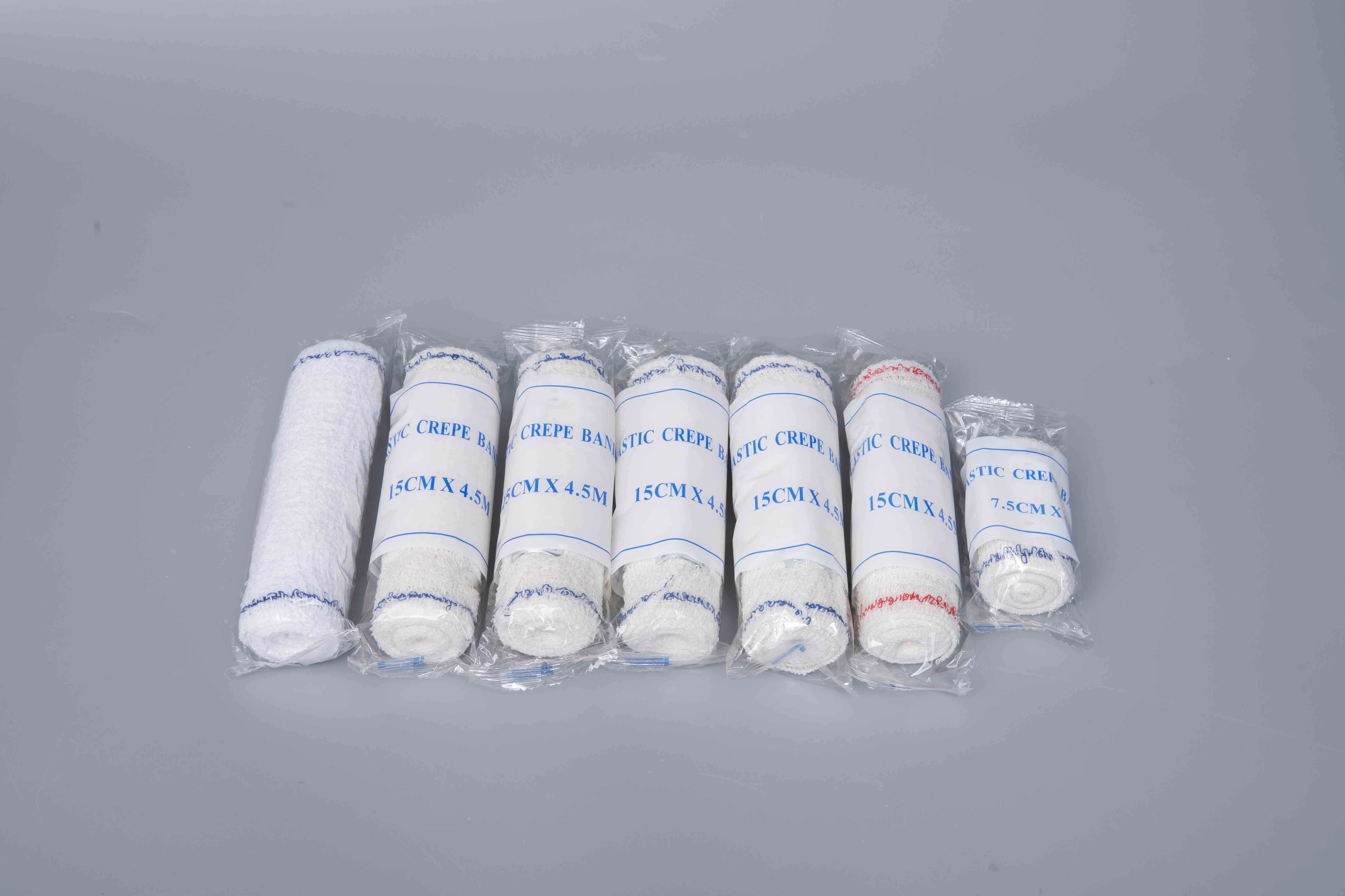 First Aid Tubular Triangular Pop Medical Supply Wound Dressing Conforming Gauze Self Adhesive Spandex Crepe Bandage for Medical Use with Two Metal Clip